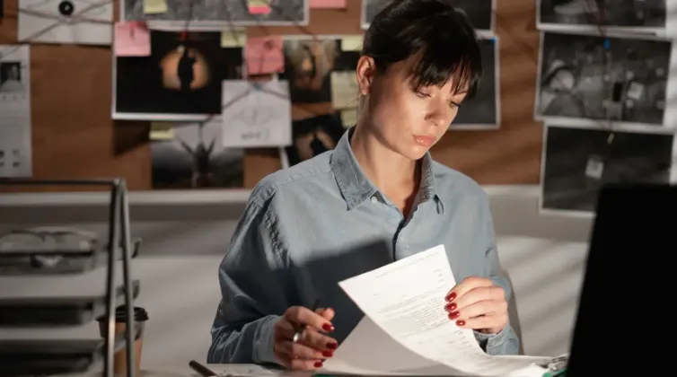 Woman looking at paperwork