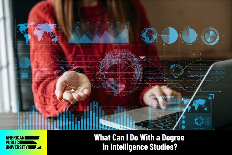 what-can-i-do-with-a-degree-in-intelligence-studies intelligence studies student on computer