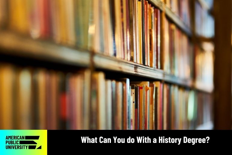 history degree books on shelf