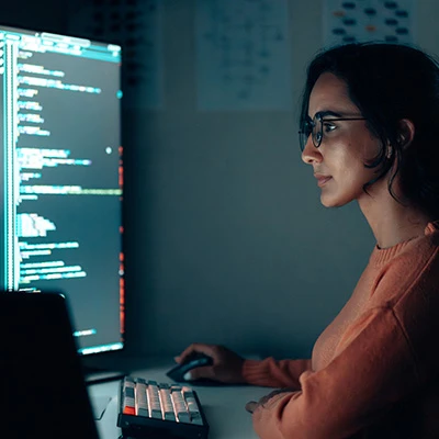 Woman looking at her computer screen