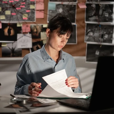 Woman looking at paperwork