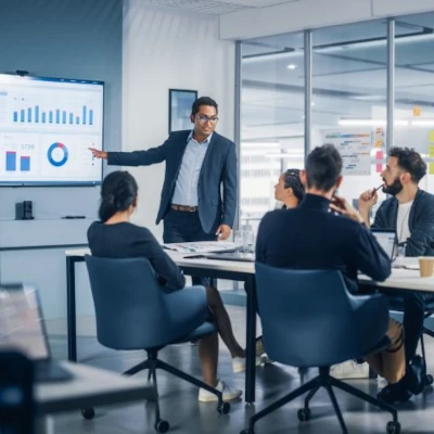 Man presenting in a professional meeting