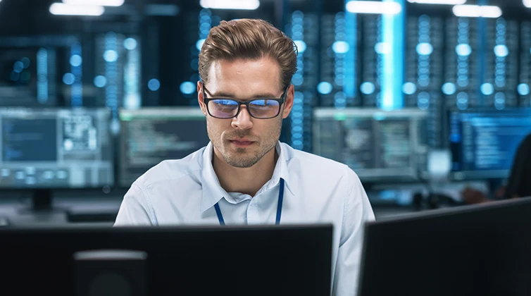 Man looking at computer screen