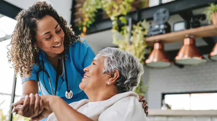 Woman smiling at patient