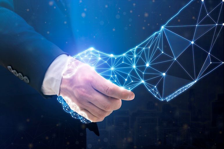 hand shaking AI hand