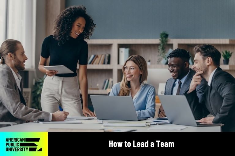 team leader with employees