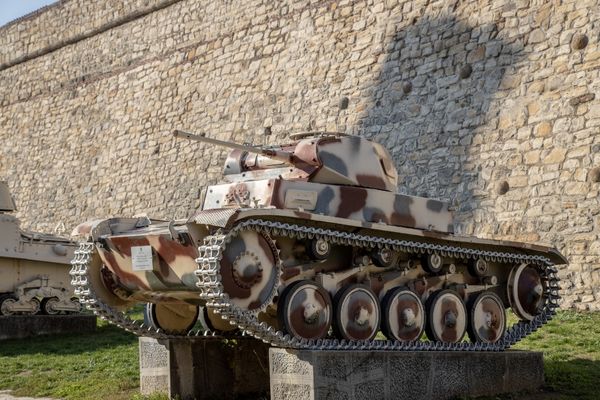 military history display of old military tank