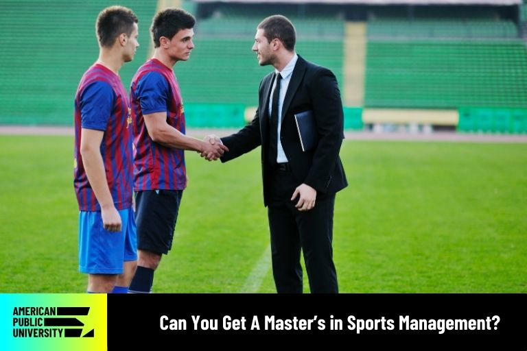Can-You-Get-A-Masters-in-Sports-Management sports management professional with soccer players