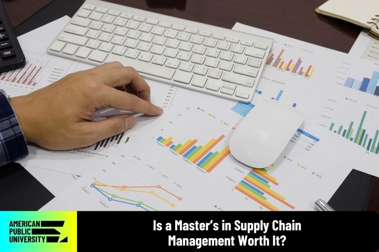 supply chain management professional looking at data
