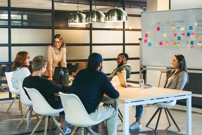 startup employees discussing legal considerations