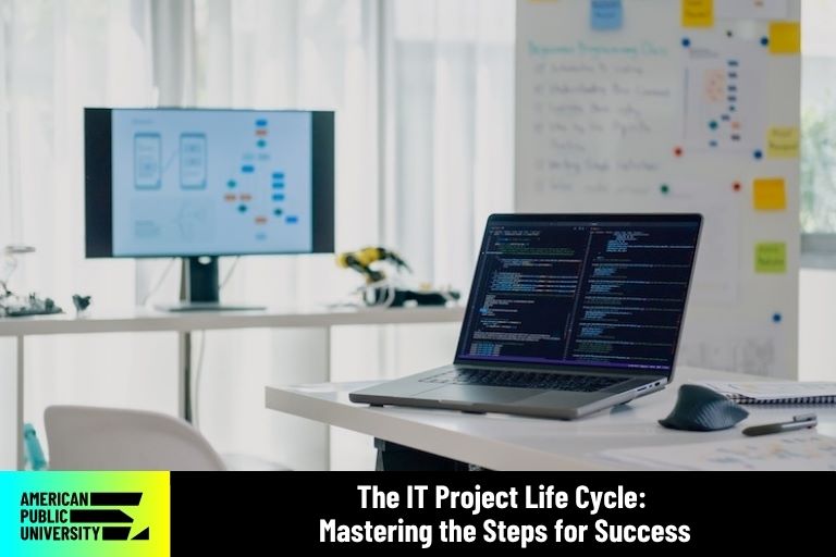 project-life-cycle computer monitors displaying information technology coding