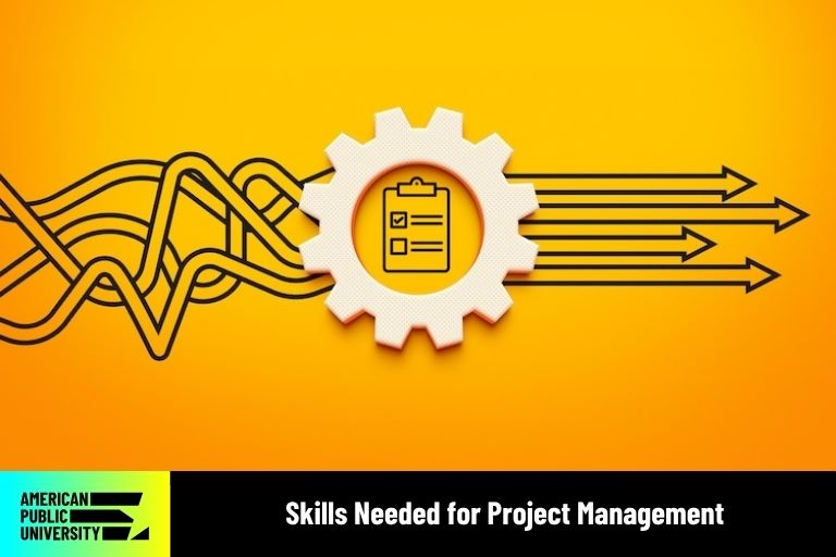project management depicted by clipboard and gear