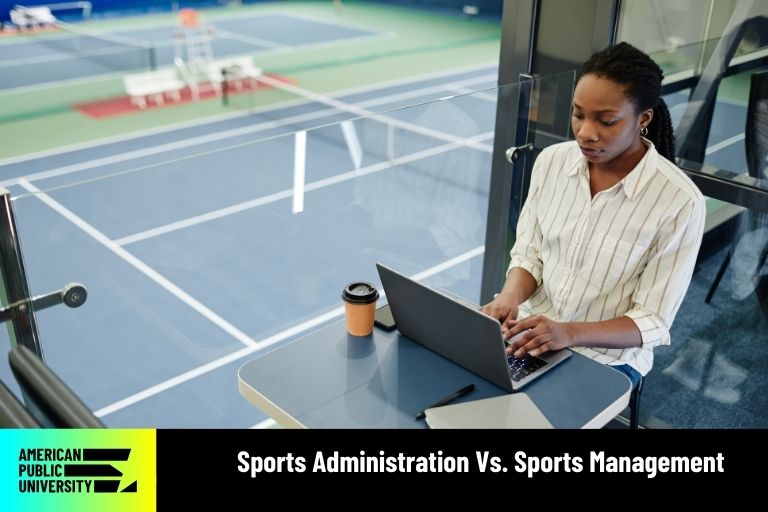 sports-admin-vs-sports-management sports administrator on laptop