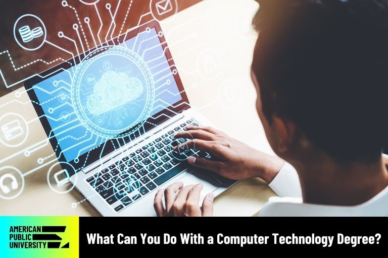 computer technology student on laptop