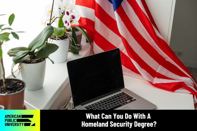 what-can-you-do-with-a-homeland-security-degree homeland security American flag near laptop