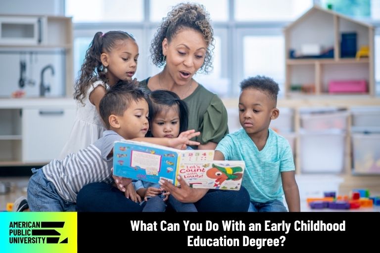 Early Childhood Education degree graduate reading to children