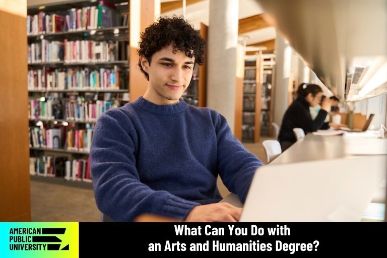 arts and humanities student on computer