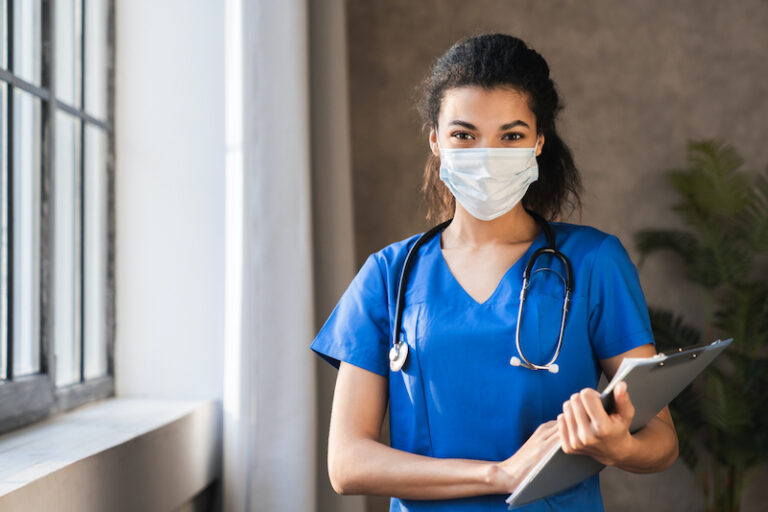 Female nurse wearing mask